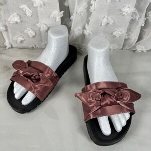 Torrid Mauve Satin Bow Slide‎ Sandals Cruise Resort Vacation Summer Size 10WW
